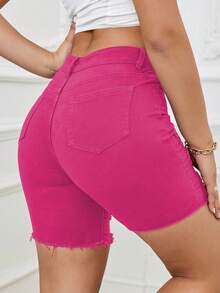 Women's New All-In-One Comfortable Fashion Ripped Shorts - Màu Hồng Tươi - Xem 2