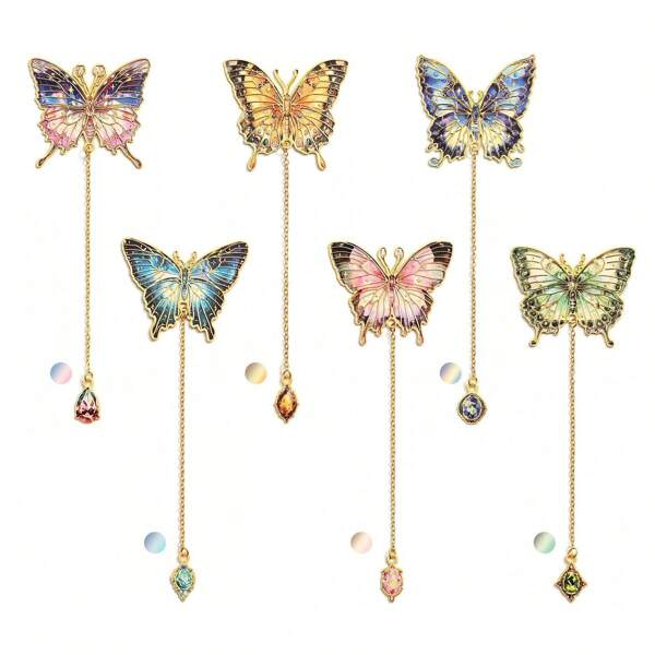 Butterfly Bookmark - Vintage Heteromorphic Butterfly Reading Bookmark, Hollow Bookmark With Chain, Monet & Van Gogh Painting Themed Bookmarks, Suitable For Students, Office, Gift, Book Lovers, Writers, Teenagers, Women, Elegant Reading Decoration, Refined Gift, High-Quality Creative Souvenir School Supplies, Back To School