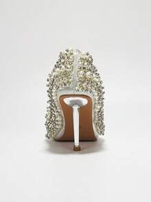 Women's Pointed Toe Bridal Heels With Pearl & Crystal Detail - Katine Embellished Stiletto Heels - 白色 - 查看 5