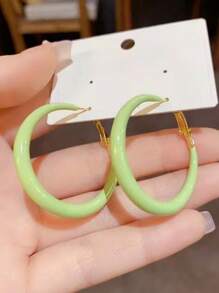 1 paire de boucles d'oreilles anneaux verts matcha couleur bonbon mate, accessoires de mode pour femmes et filles, boucles d'oreilles haut de gamme
