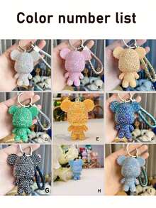 一套DIY钻石钥匙扣吊坠，趣味手工工艺品，适合作为生日、毕业、情人节和圣诞节的毛绒袜纪念品 - 彩色 - 查看 3