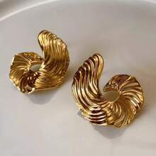 Fashionable Abstract Asymmetrical Wavy Stud Earrings