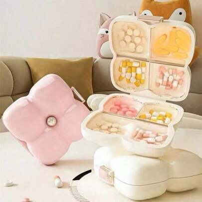 1 Piece Portable Floral Pattern Medicine Box, Weekly Pill Organizer And Medication Dispenser