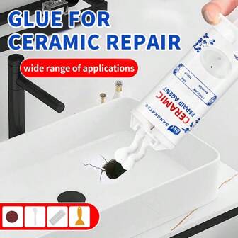 1 件装陶瓷修补剂 - 超强防水粘合，有效修复洗手盆裂缝，强力开裂胶，适用于浴缸、马桶、水槽修复和翻新