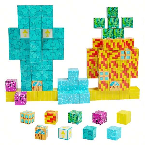 Magnetic Blocks-100Ps Magnetic Building Blocks Magnetic Cubes Stacking, SensoryToys For Kids Boys Girls Ages 3-8 Christmas Birthday Gifts