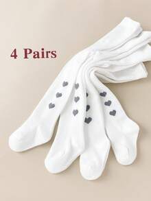 4 pares de medias blancas para niñas bebés y niñas pequeñas, con estilo de medias gruesas para primavera y otoño, ideales para la escuela, el baile y el juego de bebés y niños pequeños - Multicolor - Ver 12