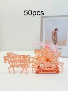 10/50pcs 3D Horse & Carriage Pretty Princess Birthday, Princess Carriage Centerpiece Wedding Favor Holders,Wedding Accessories Decorations Candy Supplies Gift