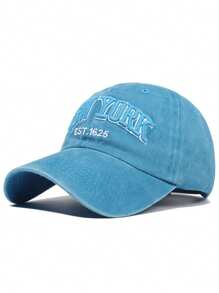 Letter Embroidery Washed Vintage Baseball Cap New York Women's Baseball Cap Washed Baseball Cap