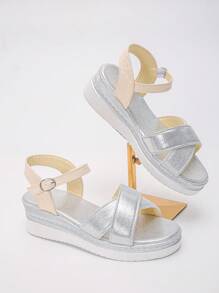 Women's Wedge Heel Thick Sole Sandals, Colorblock Bohemian Strap Design, Lightweight & Comfortable