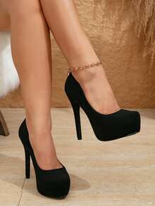 Ladies' Waterproof Platform High Heels, Commuting Shoes For All Seasons, Casual Shoes, Party Shoes, Formal Thick Soled Shoes - Black 1 - View 5