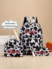 Personalized 3 Pieces Backpack Set, Embroidered Custom Name, Lightweight Waterproof Large Capacity Multipurpose Shoulder Bag For School And Travel - Multicolor - View 2