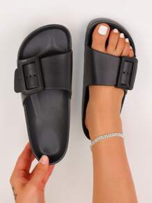 pueenb Women's Thick Bottom Slippers - Adjustable Buckle Design, Secure Fit, Casual Relaxation Design, All-Day Comfort, Suitable For Indoor And Outdoor Wear, Black, Suitable For Beach And Pool Activities - Designed Specifically For Women