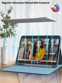 Keyboard Case Compatible With IPad Air 1/Air 2/Air 3/Air 4/Air 5/Air 6/Air 7/5th/6th,(IPad 10.2 7th/8th/9th), 10th/11th Gen, (IPad Pro 11 2018/2020/2021/2022) With Pencil Holder Removable Portable Ultra Slim Wireless Bluetooth Keyboard With Battery 150 MAh,Light Blue