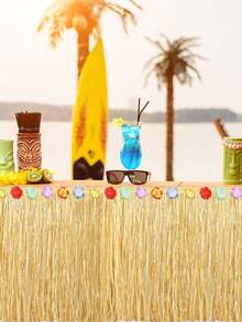 Váy bàn cỏ Luau Váy bàn cỏ tự nhiên với hoa dâm bụt Hawaii Luau Trang trí tiệc nhiệt đới Trang trí tiệc tua rua cho trang phục sinh nhật Hawaii nhiệt đới, màu vàng rơm - Màu vàng - Xem 10