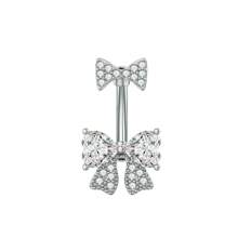 1pc Thick 0.03μ White Gold Plated Copper Zirconia Heart Shaped Stylish Sexy Belly Button Ring
