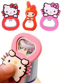 Sanrio 1Pc Hello Kittys Mymelody Cute Cartoon Silicone Wine Opener Pink Girly Heart Beer Bottle Opener(Some Parts May Be Random)