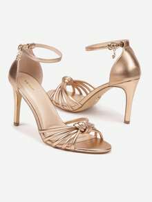 Vices High Heel Sandals Decorated With A Knot - Champagne - View 3