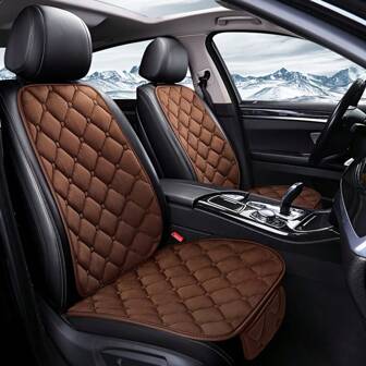 1pc New Plush Car Seat Cushion, Warm Front Seat Cover With Backrest, Universal Unbound Car Interior Accessories In Winter