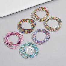 1 Set Fashionable Summer Multi-Layer Colorful Rice Bead Bracelet Jewelry Set, Unique Design, Premium Quality, Elegant