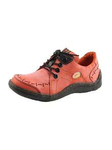 1 Pair TMA EYES Women's Hand-Stitched Leather Rubbed Color Flat Wear-Resistant Non-Slip Sports Casual Shoes - 橘色 - 查看 3