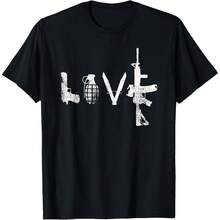 Gun Love Shirt AR15 Handgun Grenade Tee 100% Cotton T-Shirt 180gT-Shirt - Black - View 1