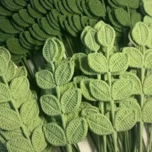 2pcs/6pcs/10pcs Handmade Artificial Woven Eucalyptus Leaves, Creative Crochet Woven Eucalyptus Leaves, Handwoven Leaves, Floral Bouquet Decor Leaves, Woven Leaves