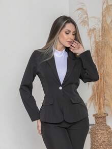 Elegant Twill Jacket And Trouser Set C3035 - Black - View 4