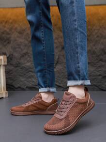 TACHUAN 1 Paar unisex Lässig atmungsaktive Mesh Splicing Schnürschuhe mit breiter Passform, leicht, Sportschuhe für Frühling/Sommer