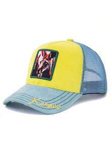 JZML 1pc Unisex Animal Graphic Patch Design Suede Trucker Cap