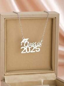 1pc Graduation Hat For The Year 2025 Necklace Stainless Steel Gold Color Sandblasted Necklace For Boys Girls Classmates Friends Graduation Gift
