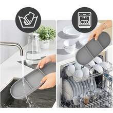 Multifunctional Silicone Divided Storage Tray, Bathroom Kitchen Organizer Tray, Living Room Vanity Keys Cosmetics Storage Tray - Black - View 5