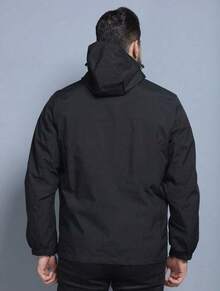 Jaqueta Masculina Corta Vento Impermeável Ao Vento E Chuva         Ajuste Regular - Preto - Visão 4