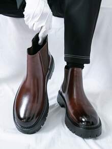 男士切尔西靴新款高帮机车靴百搭休闲鞋韩版英伦时尚皮鞋