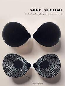 1/2 件装 5 厘米厚隐形文胸（带防滑肩带）/ 丰胸/提拉，适合无肩带连衣裙，提升乳沟，提升并塑造小胸，无肩带文胸，晚礼服，婚纱 - 黑色 - 查看 2