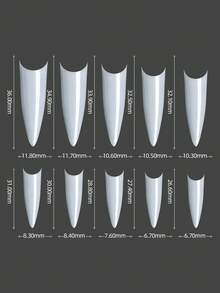 500 piezas/bolsa Puntas de uñas acrílicas de estilo stiletto y ataúd para práctica, cápsulas de uñas artificiales falsas de gel suave de cobertura completa, herramienta de manicura para uñas postizas, suministros para uñas - Albaricoque - Ver 5