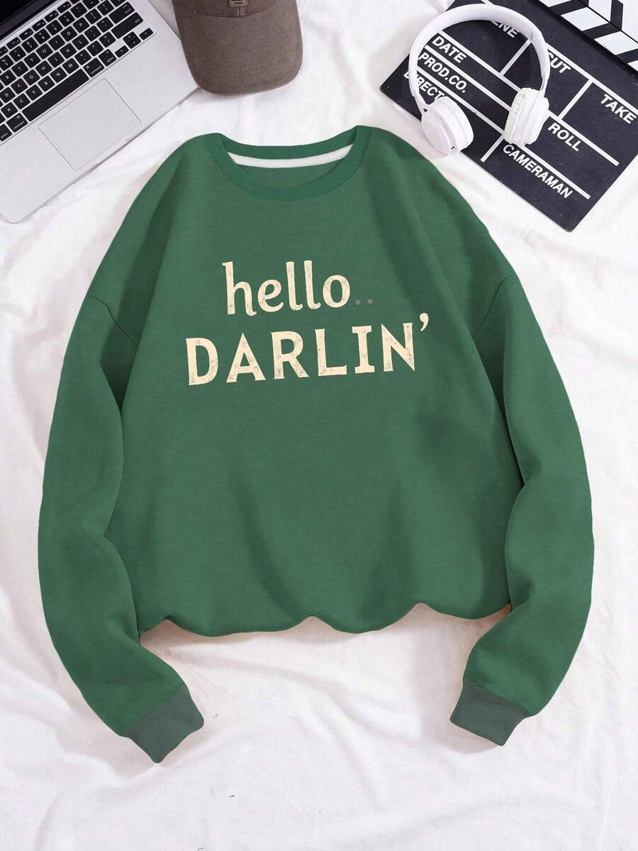 Hello DARLIN Women's Fashion Sweatshirts - 綠色 - 查看 1