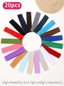 20 pièces Bandeaux unisexes, convenant aux cheveux courts et longs. Bandeaux simples avec haute élasticité. Bandeaux en tissu doux pour le sport, le yoga et l'entraînement. Ces accessoires de cheveux conviennent aux activités quotidiennes comme le yoga, la course, le fitness, etc. Bandeaux de sport de couleur unie, décontractés et de style urbain en polyester. Convient pour toutes les saisons Bandeau turban Bandeau de transpiration