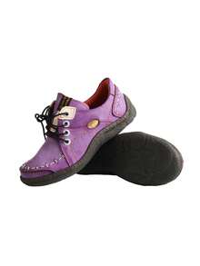 1 Pair TMA EYES Women's Hand-Stitched Leather Rubbed Color Flat Wear-Resistant Non-Slip Sports Casual Shoes - 紫色 - 查看 5