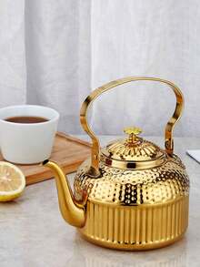Crown Pattern Hammered Stainless Steel Teapot - With Strainer And Handle Suitable For Middle Eastern Homes, Hotels, Restaurants, Induction Cooktops - Multicolor - View 10