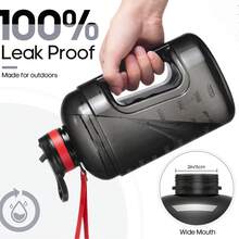 UKEIN Large 74 Oz/Half Gallon Motivational Water Bottle With 2 Lids (Chug And Straw), Sports Drink Water Jug With Time Marker For Camping Sports Workouts And Outdoor Activity - 灰色 - 查看 5