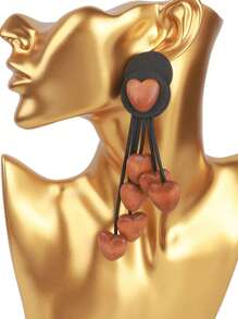 MARLIWOO 1 Pair Bohemian Style Heart Tassel Decorated Vintage Long Earrings For Women
