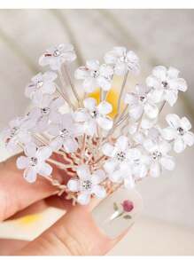 10/20pcs. Elegant Faux Pearl Hair Clips And Flower Hair Accessories - Suitable For Weddings, Parties And Festivals - Wedding Hair Accessories | Elegant Hair Clip Design | Durable U-Shaped Rhinestone Flower Hair Clips, Hair Accessories