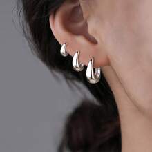 3 pares de aretes aros de cobre de aleación con diseños geométricos minimalistas de círculo y pentágono, uso diario para mujeres