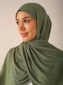1 Stück Damen klassischer einfarbiger eleganter Lässig Schal, hochwertiges gestricktes Modal Jersey Hidschab Tuch, langer Turban Kopftuch, geeignet für den Alltag, Ausflüge und Veranstaltungen