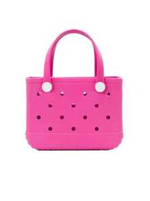 1pc Breathable EVA Women Beach Tote Bag - Lightweight Durable Solid Color Open Design, Large Waterproof Washable Sturdy Open Top Handbag, Suitable For Beach, Pool, Sports, Shopping, Picnics - Fashionable Holiday Accessory, Beach Bag, Holiday, Casual Outing, Festival Gift