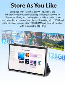 Relndoo Android Tablet With Keyboard And Mouse, Android 14 Tablets, 2 In 1 Tablet, 10 Inch Tablet With Laptop Case, Stylus, Data Cable, RK3562 Quad-Core 2.0 GHz, 12GB RAM+128GB ROM, 5MP+8MP Dual Camera, 1280*800px HD Touchscreen, 8000mAh Battery, Supports 1TB SD Expansion, 802.11n Wifi 2.4G/5G Wireless, GPS, Certified Tablet PC-Black - 黑色 - 查看 5