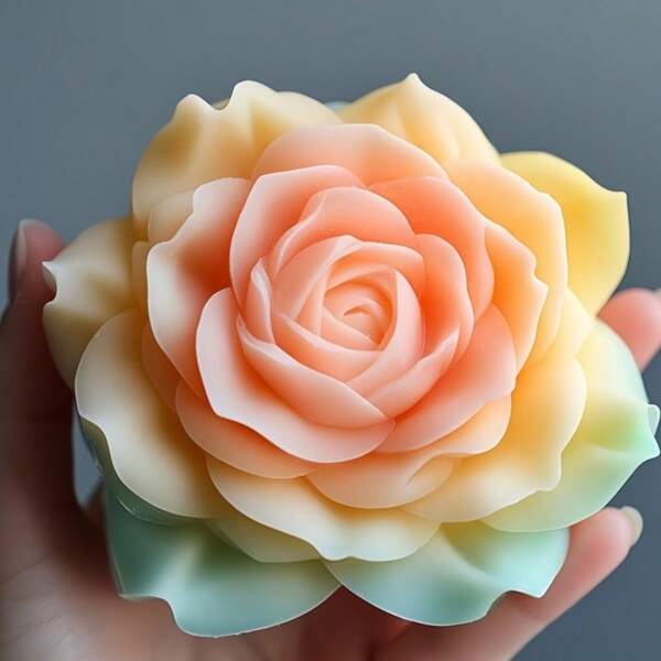 Moule en silicone en forme de rose pour savon et bougies DIY - Moule réutilisable en forme de fleur pour l'aromathérapie, l'artisanat de la cire, un démoulage facile, la fabrication de cadeaux faits main
