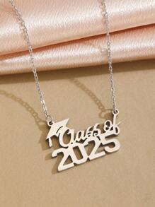 1pc Graduation Hat For The Year 2025 Necklace Stainless Steel Gold Color Sandblasted Necklace For Boys Girls Classmates Friends Graduation Gift
