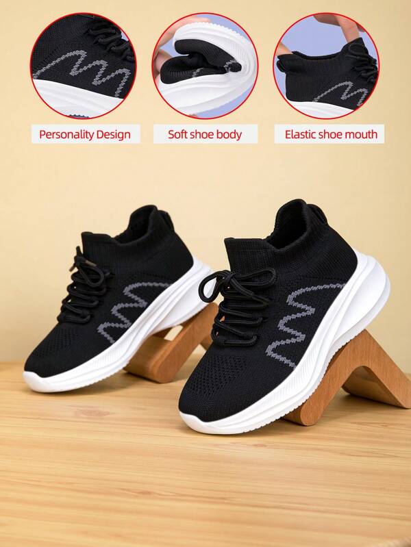 New Style Kids' Casual Fashion Anti-Slip Durable Sole Convenient Lace-Up Breathable Odor-Resistant Mesh Outdoor & Indoor Walking/Running Sneakers