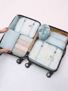 7PCS Travel Storage Bag, Portable Clothes Packing Cube, Lightweight Suitcase Luggage Organizer & Shoes Underwear Holder, Ultra-Lightweight, Waterproof, Polyester Packing Cubes For Efficiently Organizing Clothes, Shoes, Makeup, And Accessories - Perfect For Frequent Travelers And Adventurers